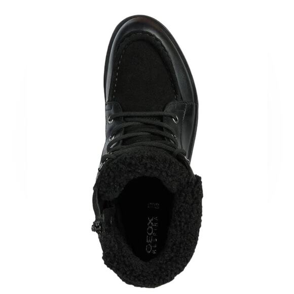 NWOT Women's GEOX Rawelle ABX Faux Shearling Waterproof Black Boots - Sz 10 - Picture 2 of 8